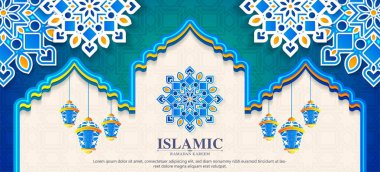 Mandala stilinde renkli ramazan kareem Arap bayrağı