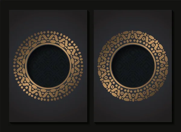 Luxus Gold Kreis Muster Rahmen Cover Vorlage — Stockvektor
