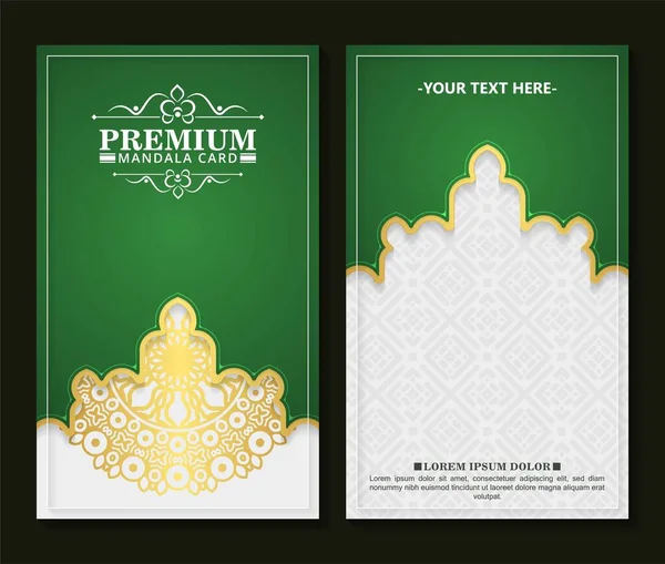 Diseño Tarjeta Felicitación Mandala Verde — Vector de stock