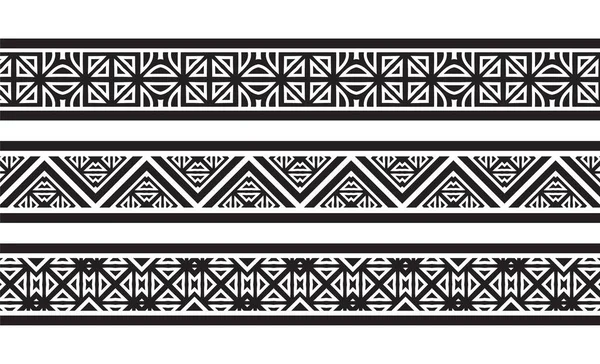 Ornament Style Ethnic Seamless Borders Set — Stock Vector