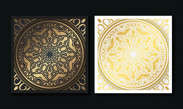 Lyx Mandala Dekorativa Kort Guld Färg — Stock vektor