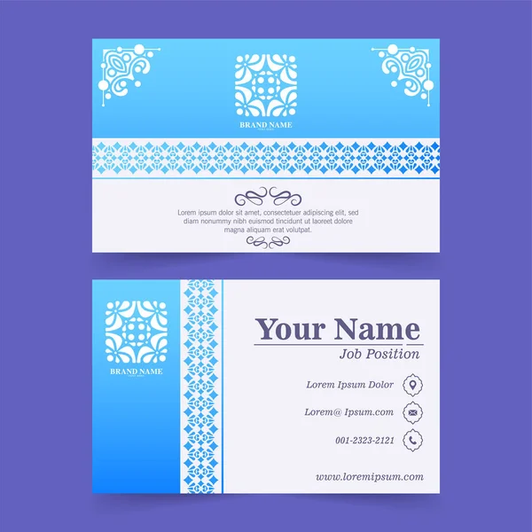 Blue Ornamental Logos Business Cards Template — Image vectorielle