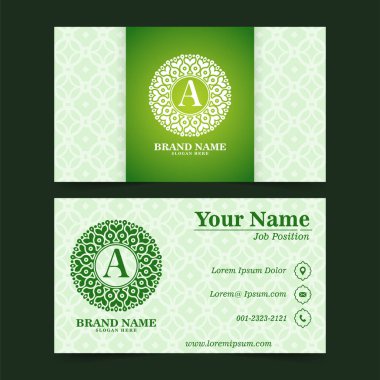 Elegant green mandala business card