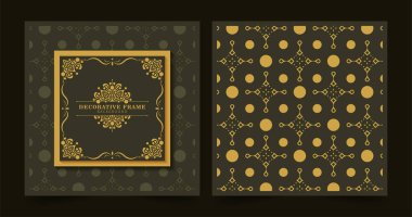 Vintage süs tebrik kartı vektör şablonu. Retro düğün davetiyesi, reklam ya da başka bir tasarım ve metin için yer. Süslü çerçeve ve şablon arkaplanı zenginleştirir.