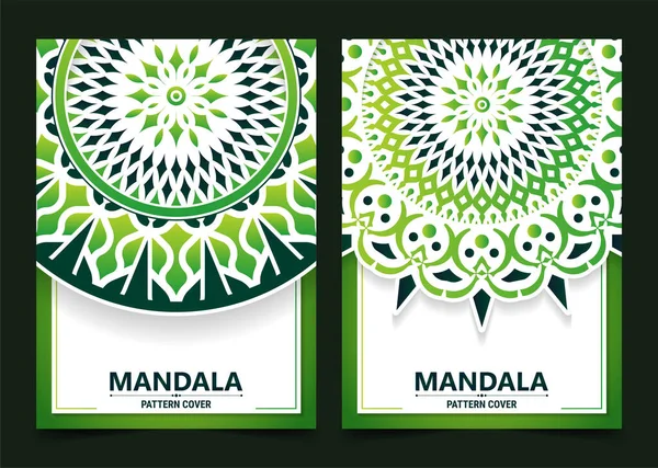 Elegant Green Mandala Cover Design — Stock Vector