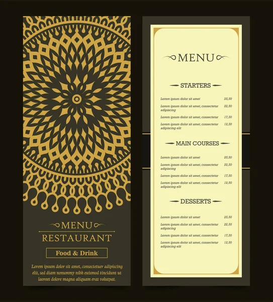 Restaurant Menu Cover Mandala — Stockvektor