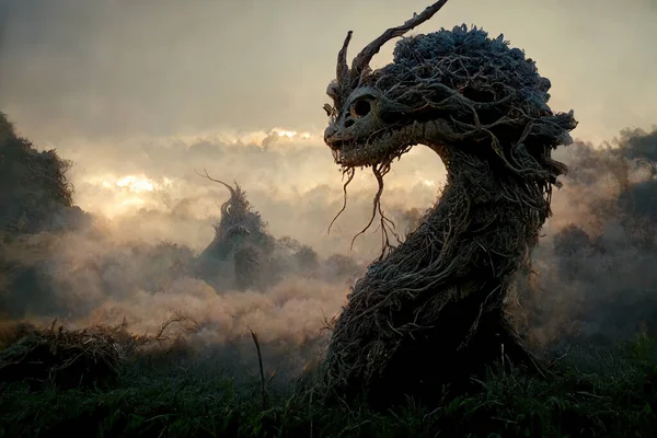 Illustration Cursed Dragon Turned Tree — Foto de Stock