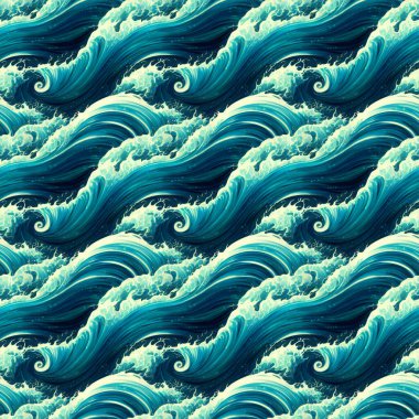 Okyanus dalgalarının pürüzsüz desenlerinin resmedilmesi, arka plan çizimi.