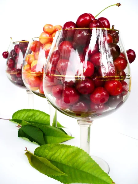 Cherries in glasses — Stock Photo, Image