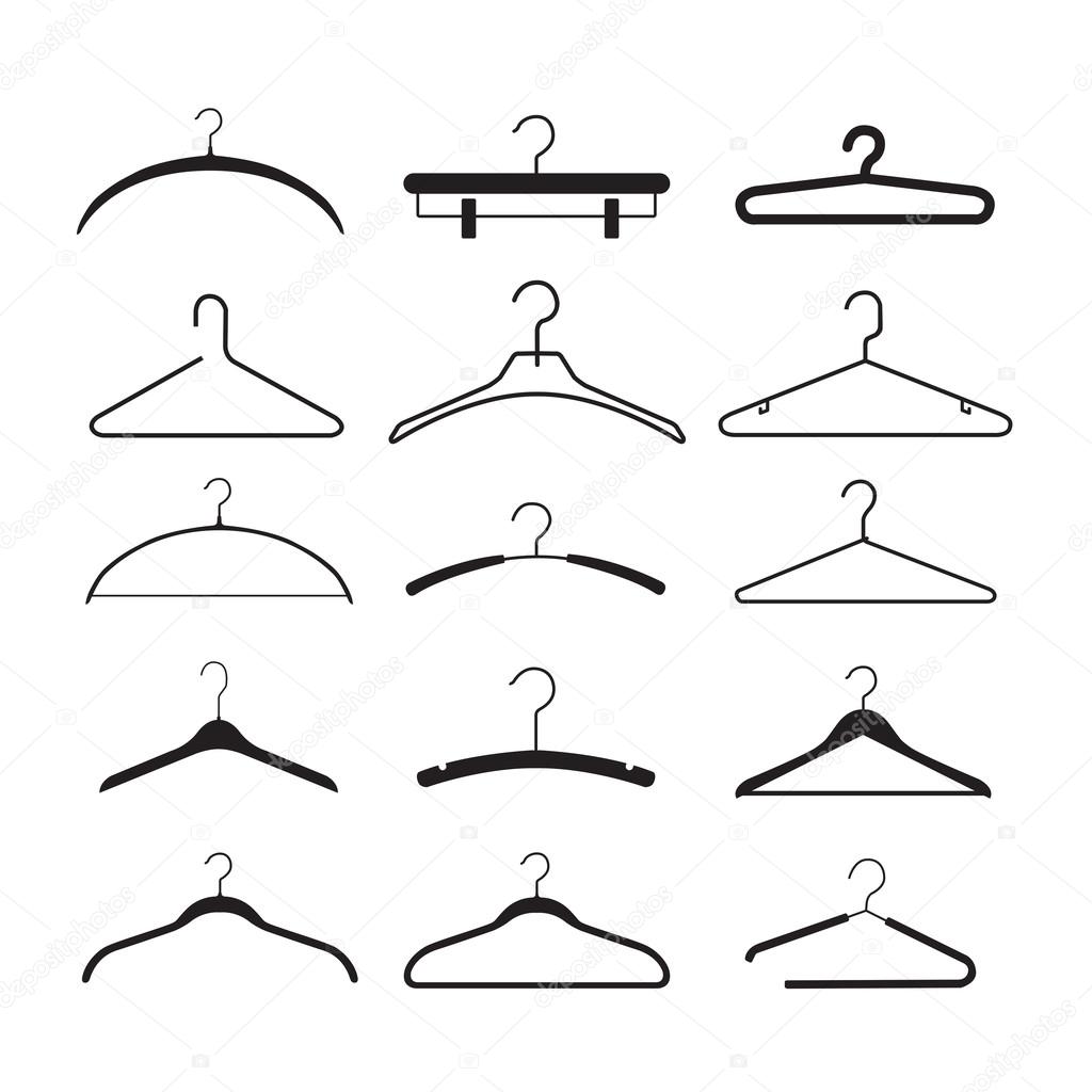 Clothes Hanger Silhouette Collection Stock Illustration - Download