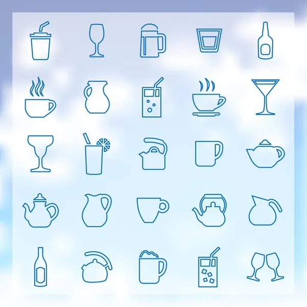 Set de 25 iconos de bebidas — Vector de stock