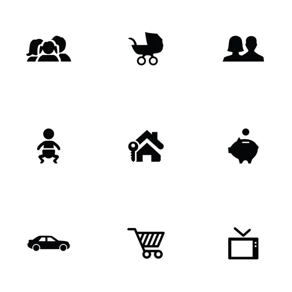Family 9 icons set — Stock Vector