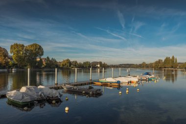 Ren nehri üzerinde Stein am Rhein, Canton Schaffhausen, İsviçre