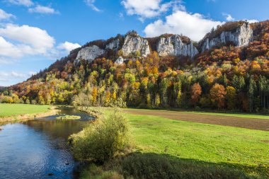 Hausener Zinnen in autumn, Upper Danube Nature Park, Swabian Alb, Baden-Wuerttemberg, Germany