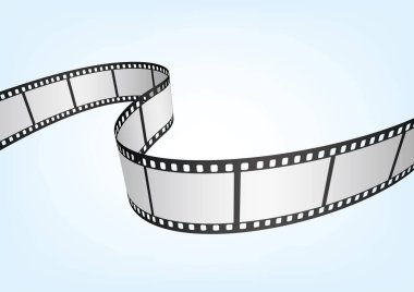 Sinema, film ve fotoğrafçılık 35 mm film şeridi şablonu. Vektör 3 boyutlu elementler.