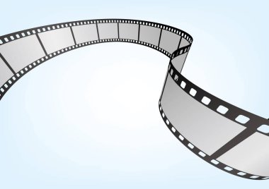 Sinema, film ve fotoğrafçılık 35 mm film şeridi şablonu. Vektör 3 boyutlu elementler.
