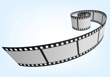 Sinema, film ve fotoğrafçılık 35 mm film şeridi şablonu. Vektör 3 boyutlu elementler.