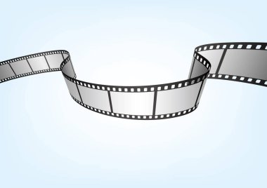 Sinema, film ve fotoğrafçılık 35 mm film şeridi. Vektör 3 boyutlu film şeritleri..