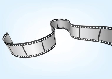Sinema, film ve fotoğrafçılık 35 mm film şeridi. Vektör 3 boyutlu film şeritleri..