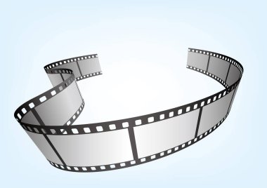 Sinema, film ve fotoğrafçılık 35 mm film şeridi. Vektör 3 boyutlu film şeritleri..
