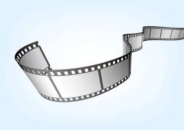 Sinema, film ve fotoğrafçılık 35 mm film şeridi. Vektör 3 boyutlu film şeritleri..