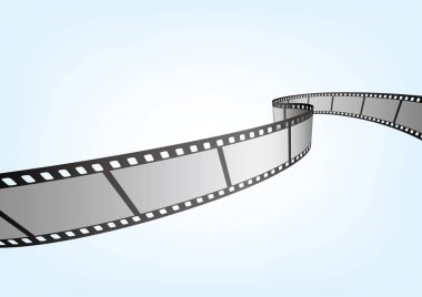Sinema, film ve fotoğrafçılık 35 mm film şeridi. Vektör 3 boyutlu film şeritleri..