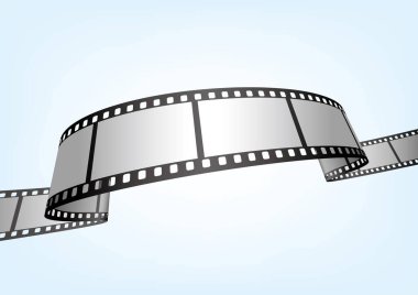 Sinema, film ve fotoğrafçılık 35 mm film şeridi. Vektör 3 boyutlu film şeritleri..