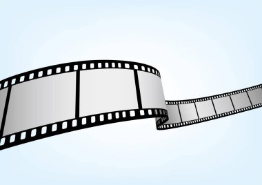 Sinema, film ve fotoğrafçılık 35 mm film şeridi. Vektör 3 boyutlu film şeritleri..