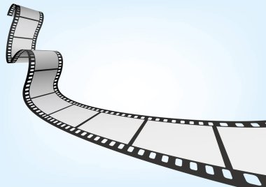 Sinema, film ve fotoğrafçılık 35 mm film şeridi. Vektör 3 boyutlu film şeritleri..