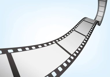 Sinema, film ve fotoğrafçılık 35 mm film şeridi. Vektör 3 boyutlu film şeritleri..