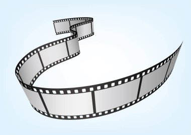 Sinema, film ve fotoğrafçılık 35 mm film şeridi. Vektör 3 boyutlu film şeritleri..