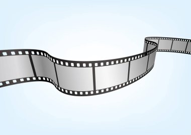 Sinema, film ve fotoğrafçılık 35 mm film şeridi. Vektör 3 boyutlu film şeritleri..