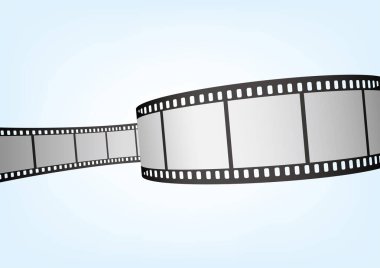 Sinema, film ve fotoğrafçılık 35 mm film şeridi. Vektör 3 boyutlu film şeritleri..