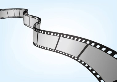 Sinema, film ve fotoğrafçılık 35 mm film şeridi. Vektör 3 boyutlu film şeritleri..
