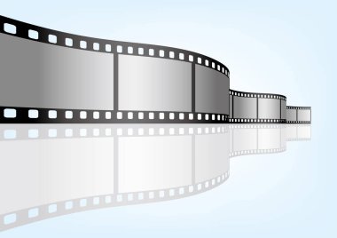 Sinema, film ve fotoğrafçılık 35 mm film şeridi. Vektör 3 boyutlu film şeritleri..