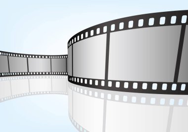 Sinema, film ve fotoğrafçılık 35 mm film şeridi. Vektör 3 boyutlu film şeritleri..
