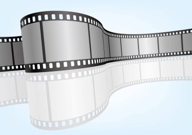 Sinema, film ve fotoğrafçılık 35 mm film şeridi. Vektör 3 boyutlu film şeritleri..