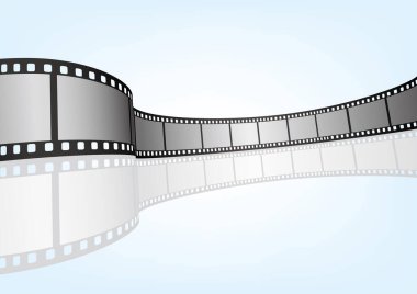 Sinema, film ve fotoğrafçılık 35 mm film şeridi. Vektör 3 boyutlu film şeritleri..