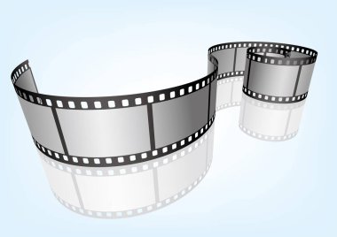 Sinema, film ve fotoğrafçılık 35 mm film şeridi. Vektör 3 boyutlu film şeritleri..