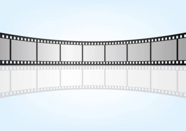 Sinema, film ve fotoğrafçılık 35 mm film şeridi. Vektör 3 boyutlu film şeritleri..