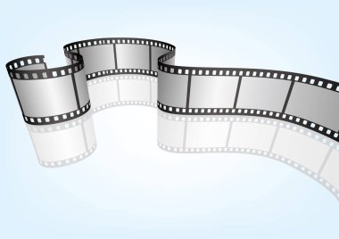 Sinema, film ve fotoğrafçılık 35 mm film şeridi. Vektör 3 boyutlu film şeritleri..
