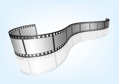 Sinema, film ve fotoğrafçılık 35 mm film şeridi. Vektör 3 boyutlu film şeritleri..