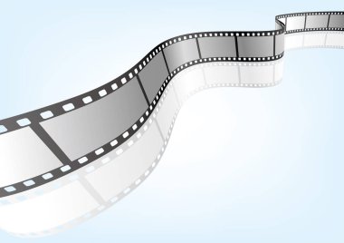 Sinema, film ve fotoğrafçılık 35 mm film şeridi. Vektör 3 boyutlu film şeritleri..