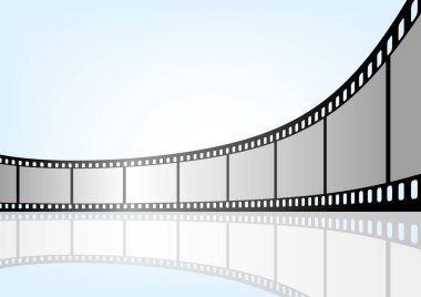 Sinema, film ve fotoğrafçılık 35 mm film şeridi. Vektör 3 boyutlu film şeritleri..