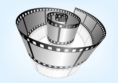 Sinema, film ve fotoğrafçılık 35 mm film şeridi. Vektör 3 boyutlu film şeritleri..