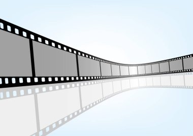 Sinema, film ve fotoğrafçılık 35 mm film şeridi. Vektör 3 boyutlu film şeritleri..
