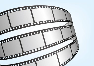 Sinema, film ve fotoğrafçılık 35 mm film şeridi. Vektör 3 boyutlu film şeritleri..