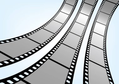 Sinema, film ve fotoğrafçılık 35 mm film şeridi. Vektör 3 boyutlu film şeritleri..