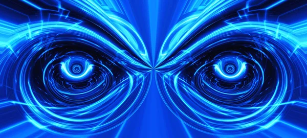 Colorful abstract digital tech eyes future technology concept background.(2D rendering computer digitally generated illustration.)