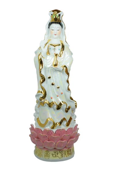 La statue de Guan Yin sur fond blanc — Photo